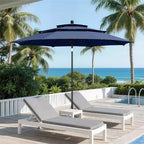 Captiva Designs - Set da 6 pezzi con tavolo quadrato da patio con struttura in acciaio, eleganti sedie imbottite e ombrellone da 3 metri