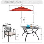 Captiva Designs - Set da 6 pezzi con tavolo quadrato da patio con struttura in acciaio, eleganti sedie imbottite e ombrellone da 3 metri