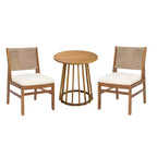 Christopher Knight Home Elara Set da Pranzo Rustico da Giardino 3 Pezzi in Legno con Sedie in Vimini Intrecciato