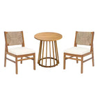 Christopher Knight Home Elara Set da Pranzo Rustico da Giardino 3 Pezzi in Legno con Sedie in Vimini Intrecciato