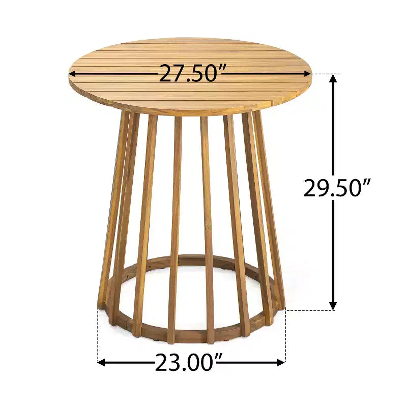 Christopher Knight Home Elara Set da Pranzo Rustico da Giardino 3 Pezzi in Legno con Sedie in Vimini Intrecciato