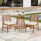 Christopher Knight Home Elara 3-Piece Patio Rustic Wood Dining Set with Wicker Woven Chairs