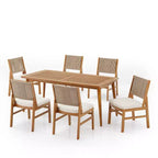 Set da pranzo Christopher Knight Home Lucinda da 7 pezzi in legno di acacia rustico con sedie in vimini intrecciato