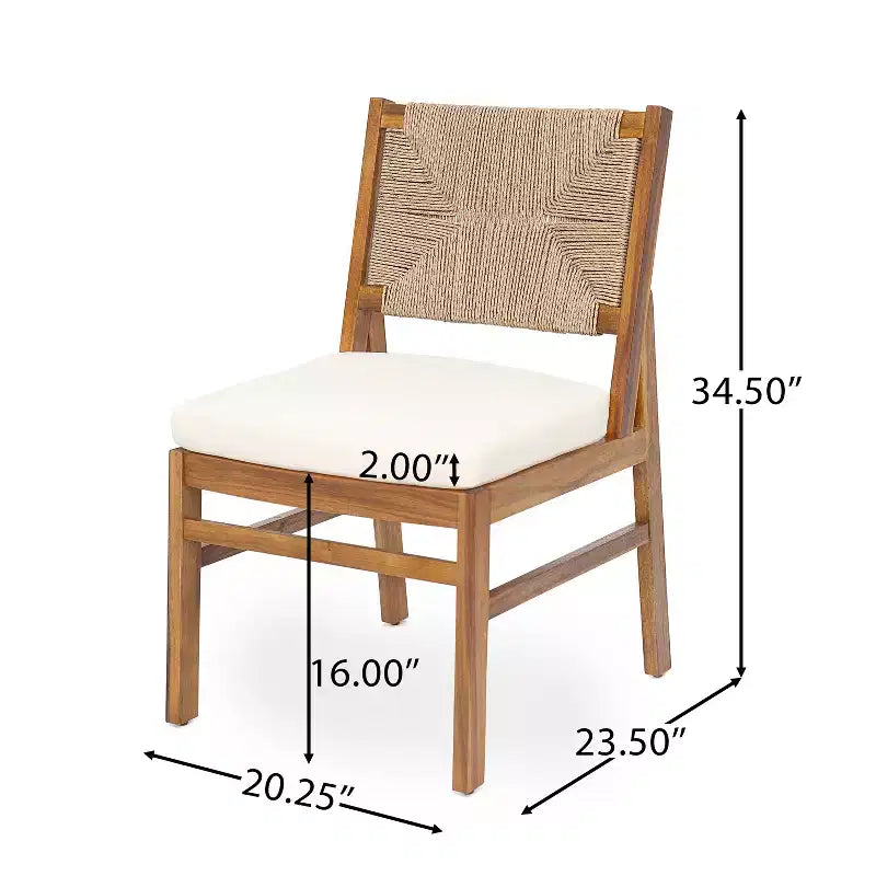 Christopher Knight Home Maurice Set da Pranzo da Esterno 7 Pezzi in Legno di Acacia Rustico con Sedie in Vimini Intrecciato