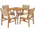 Christopher Knight Home Isidora – Ensemble de salle à manger d'extérieur 5 pièces en bois d'acacia rustique avec chaises en osier