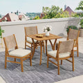 Christopher Knight Home Isidora 5 Piece Patio Rustic Acacia Wood Dining Set with Wicker Woven Chair