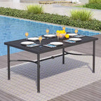 Captiva Designs Set da pranzo 7 pezzi da giardino con motivo geometrico, tavolo rettangolare in acciaio e sedie fisse in textilene