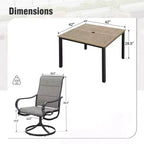 Captiva Designs Set da 5 Pezzi: Tavolo Quadrato da Pranzo in Acciaio e Sedie Girevoli Sling in Metallo per Esterni