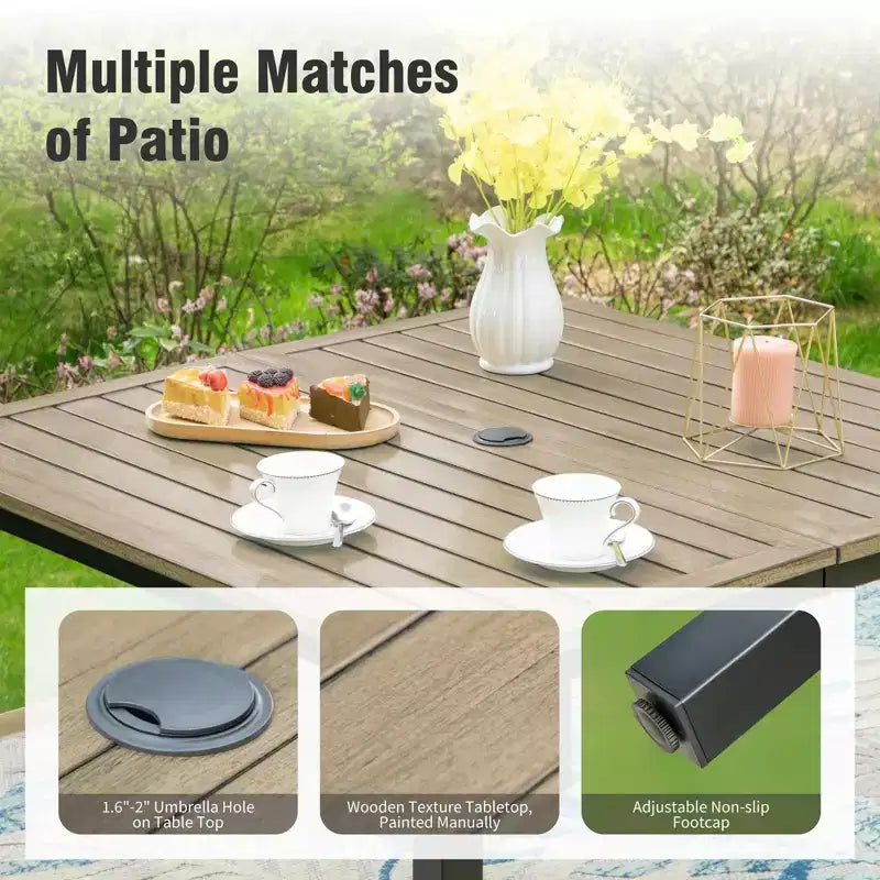 Captiva Designs Set da 5 Pezzi: Tavolo Quadrato da Pranzo in Acciaio e Sedie Girevoli Sling in Metallo per Esterni