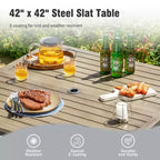 Captiva Designs Set da 5 Pezzi: Tavolo Quadrato da Pranzo in Acciaio e Sedie Girevoli Sling in Metallo per Esterni