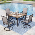 Captiva Designs Set da 5 Pezzi: Tavolo Quadrato da Pranzo in Acciaio e Sedie Girevoli Sling in Metallo per Esterni