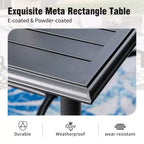 Captiva Designs Set da 7 Pezzi da Esterno con Tavolo da Pranzo in Acciaio con Piano a Doghe e Sedie in Metallo con Cuscini per Seduta e Cuscini Lombari