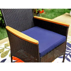 Captiva Designs Set da pranzo da 7 pezzi per patio con tavolo in legno di acacia con finitura a olio e sedie in rattan