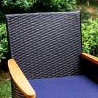 Captiva Designs Set da pranzo da 7 pezzi per patio con tavolo in legno di acacia con finitura a olio e sedie in rattan