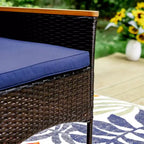Captiva Designs Set da pranzo da 7 pezzi per patio con tavolo in legno di acacia con finitura a olio e sedie in rattan