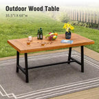 Captiva Designs Set da pranzo da 7 pezzi per patio con tavolo in legno di acacia con finitura a olio e sedie in rattan