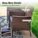 Captiva Designs Ensemble de 9 pièces pour salle à manger d'extérieur : table extensible en acier et chaises en rotin avec accoudoirs en croissant
