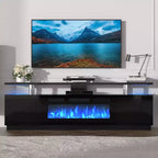 70 Inches Fireplace TV Stand for TVs up to 80 w/36'' Electric Fireplace & Remote, Modern Entertainment Center, Wooden TV Console for Living Room