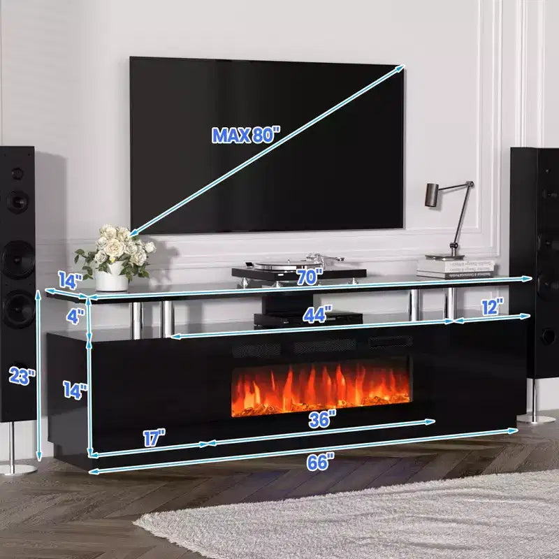 Meuble TV de cheminée de 178 cm pour téléviseurs jusqu'à 80 pouces avec cheminée électrique de 91 cm et télécommande, meuble de divertissement moderne, console TV en bois pour salon