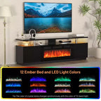 Meuble TV de cheminée de 178 cm pour téléviseurs jusqu'à 80 pouces avec cheminée électrique de 91 cm et télécommande, meuble de divertissement moderne, console TV en bois pour salon