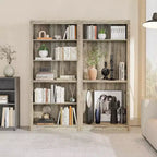 Bibliothèque de 71 po à 5 niveaux – Étagère à livres en chêne suédois, rangement ouvert pour salon et bureau