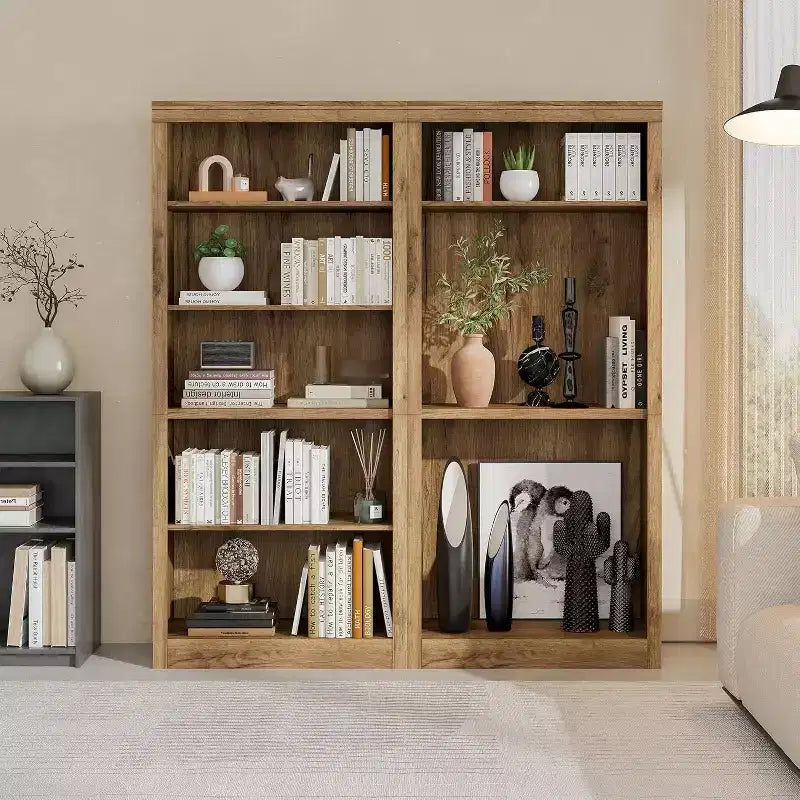 Bibliothèque de 71 po à 5 niveaux – Étagère à livres en chêne suédois, rangement ouvert pour salon et bureau