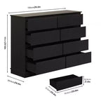 Cassettiera a 8 cassetti per camera da letto, Comò con cassetti profondi, Cassettiera doppia grande per armadio con piano ampio, Cassettiera orizzontale in legno