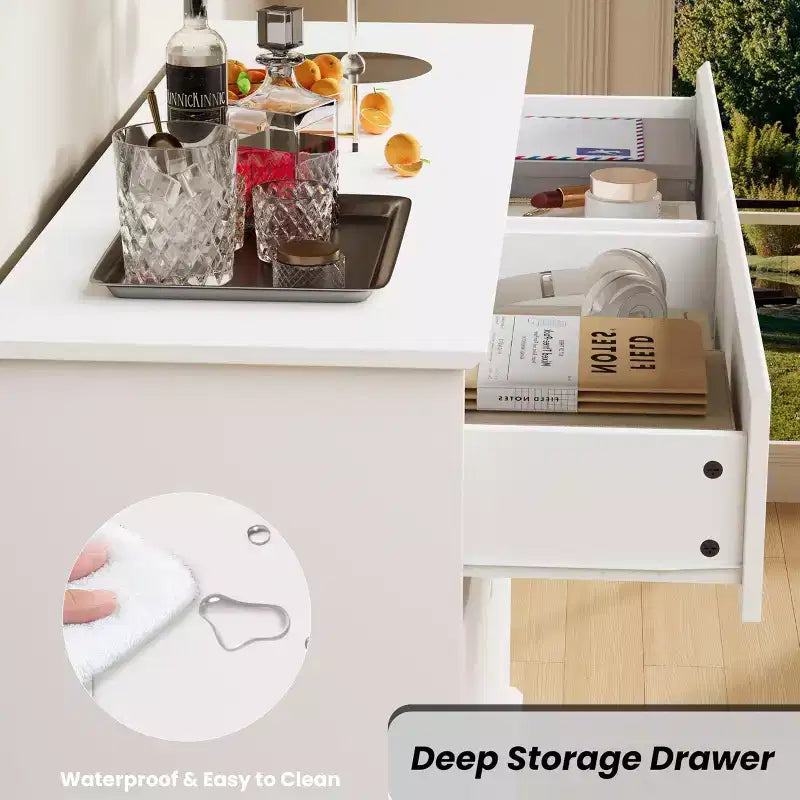 Cassettiera a 8 cassetti per camera da letto, Comò con cassetti profondi, Cassettiera doppia grande per armadio con piano ampio, Cassettiera orizzontale in legno