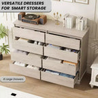 Cassettiera a 8 cassetti per camera da letto, Comò con cassetti profondi, Cassettiera doppia grande per armadio con piano ampio, Cassettiera orizzontale in legno
