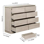 Cassettiera a 8 cassetti per camera da letto, Comò con cassetti profondi, Cassettiera doppia grande per armadio con piano ampio, Cassettiera orizzontale in legno