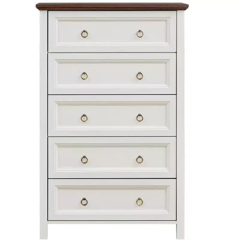 Okak Madia/Cassettiera da Consolle in Stile Rustico con Cassetti, Cassettiera per Camera da Letto, Cassettiera in Legno con Anello Maniglia Retrò