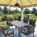 HAPPATIO Set da pranzo da esterno da 7 pezzi, set da pranzo da giardino. Mobili da pranzo da esterno in vimini e rattan. Set di mobili da pranzo. Set da pranzo da esterno per 6 persone.