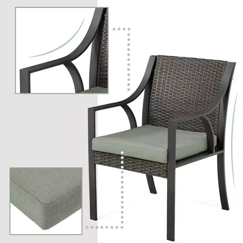 HAPPATIO Set da pranzo da esterno da 7 pezzi, set da pranzo da giardino. Mobili da pranzo da esterno in vimini e rattan. Set di mobili da pranzo. Set da pranzo da esterno per 6 persone.