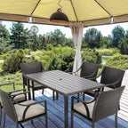 HAPPATIO Set da pranzo da esterno da 7 pezzi, set da pranzo da giardino. Mobili da pranzo da esterno in vimini e rattan. Set di mobili da pranzo. Set da pranzo da esterno per 6 persone.
