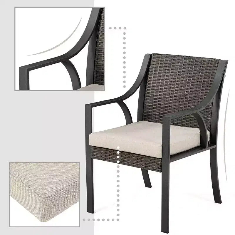 HAPPATIO Set da pranzo da esterno da 7 pezzi, set da pranzo da giardino. Mobili da pranzo da esterno in vimini e rattan. Set di mobili da pranzo. Set da pranzo da esterno per 6 persone.