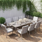 HAPPATIO Set da pranzo da 9 pezzi in alluminio per patio, tavolo e sedie da pranzo per esterni