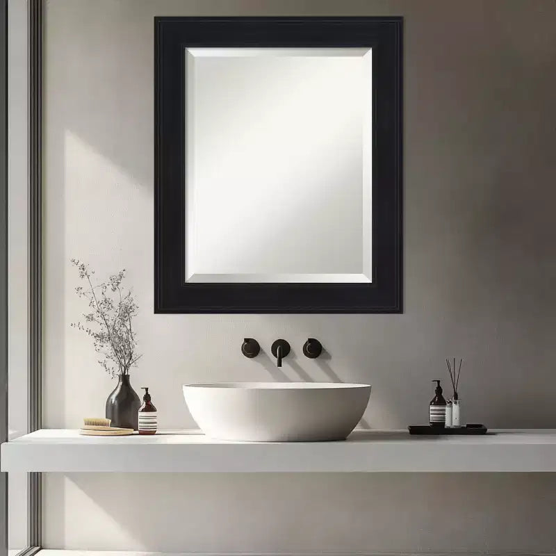 Miroir mural biseauté Amanti Art Abbey noir pour salle de bain