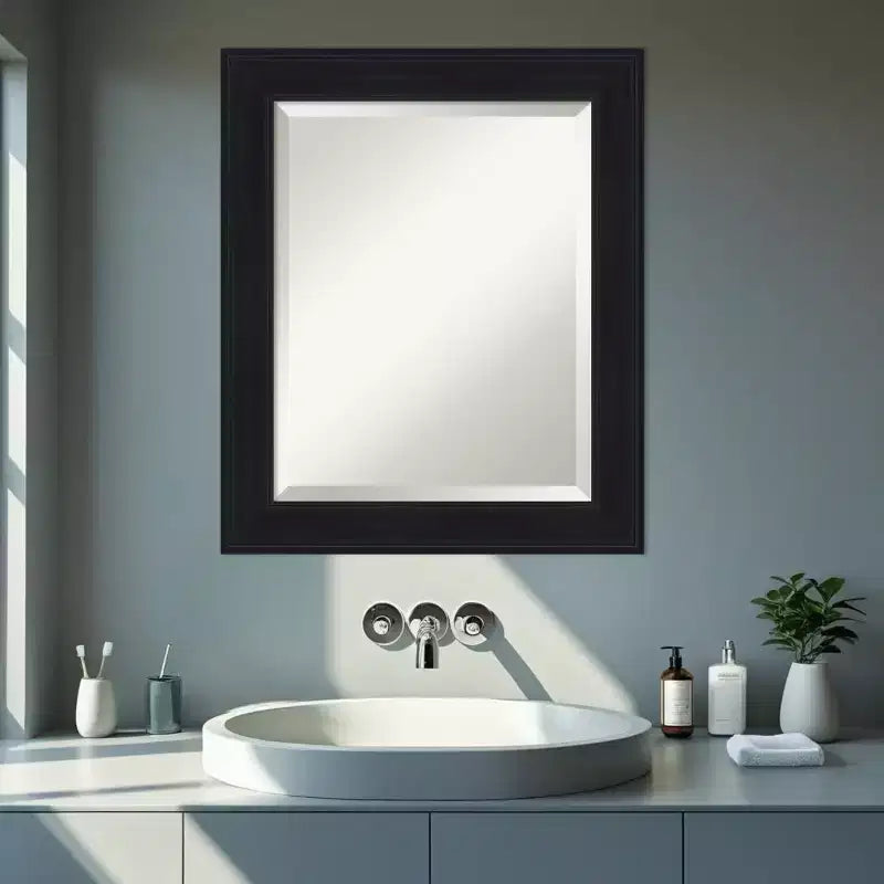 Miroir mural biseauté Amanti Art Abbey noir pour salle de bain