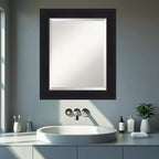 Miroir mural biseauté Amanti Art Abbey noir pour salle de bain