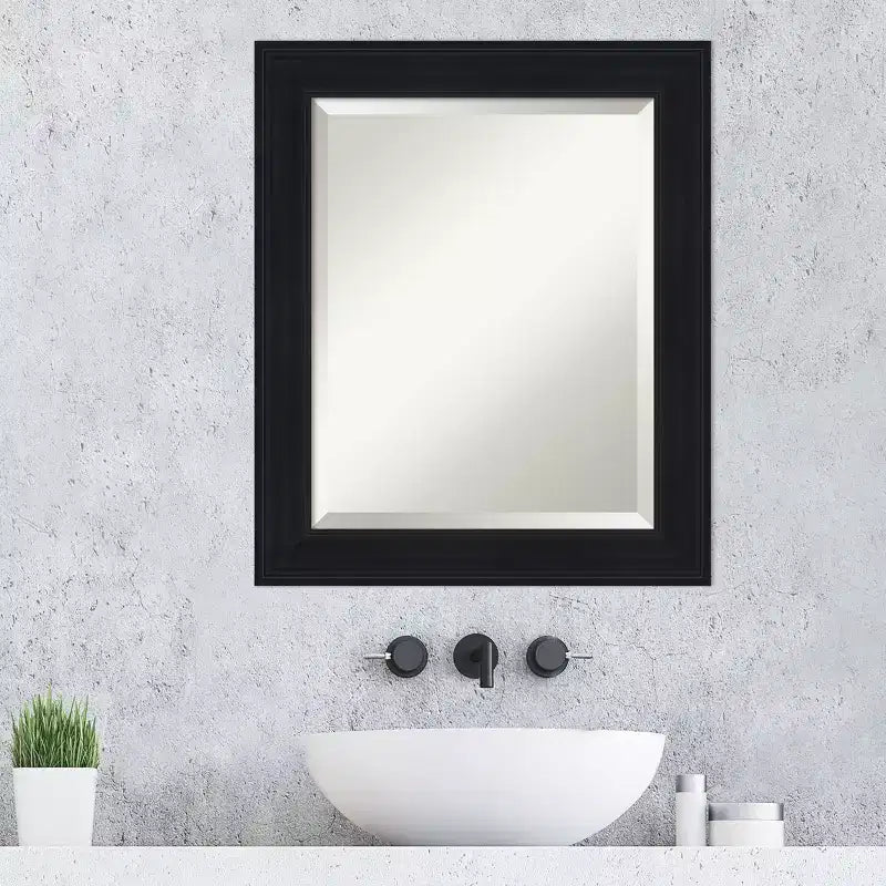 Miroir mural biseauté Amanti Art Abbey noir pour salle de bain