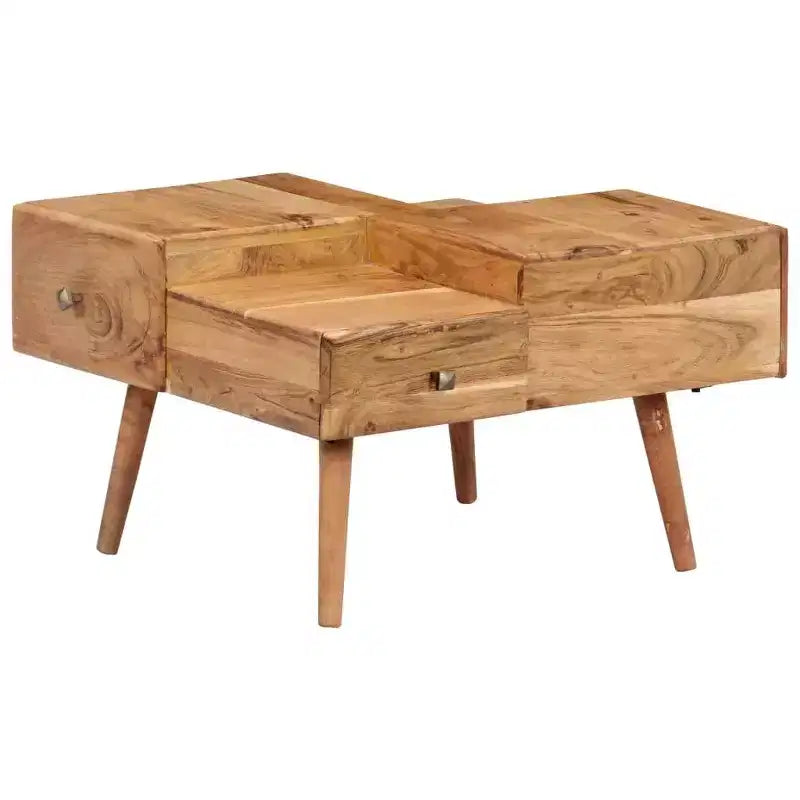 vidaXL Tavolino da caffè 70x60x42 cm in legno massello di acacia e compensato