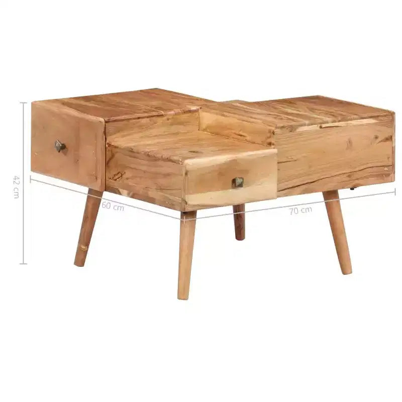 vidaXL Tavolino da caffè 70x60x42 cm in legno massello di acacia e compensato