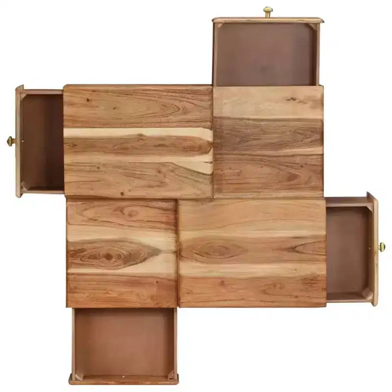 vidaXL Tavolino da caffè 70x60x42 cm in legno massello di acacia e compensato