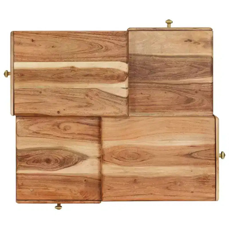 vidaXL Tavolino da caffè 70x60x42 cm in legno massello di acacia e compensato