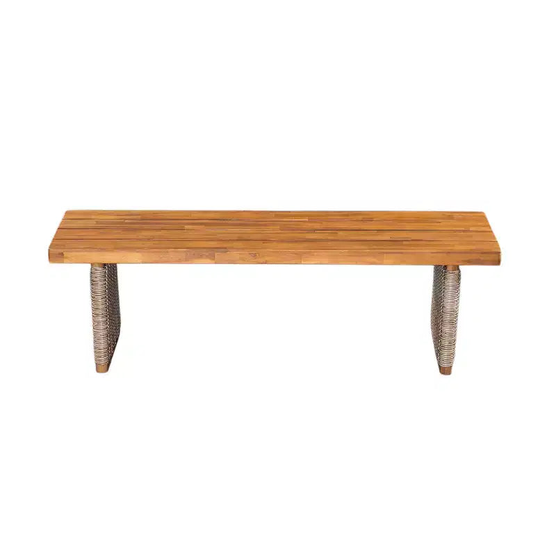 Christopher Knight Home Mabel Set da pranzo rustico da esterni in 6 pezzi in legno di acacia e rattan con tavolo a doghe e cuscini