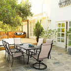 HAPPATIO Set da pranzo da 7 pezzi per patio, Set da pranzo per esterni, 2 sedie da pranzo girevoli, 4 sedie da pranzo con gambe, Set di mobili in textilene per patio, cortile, piscina