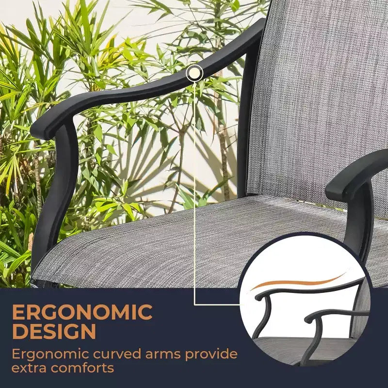 HAPPATIO Set da pranzo da 7 pezzi per patio, Set da pranzo per esterni, 2 sedie da pranzo girevoli, 4 sedie da pranzo con gambe, Set di mobili in textilene per patio, cortile, piscina