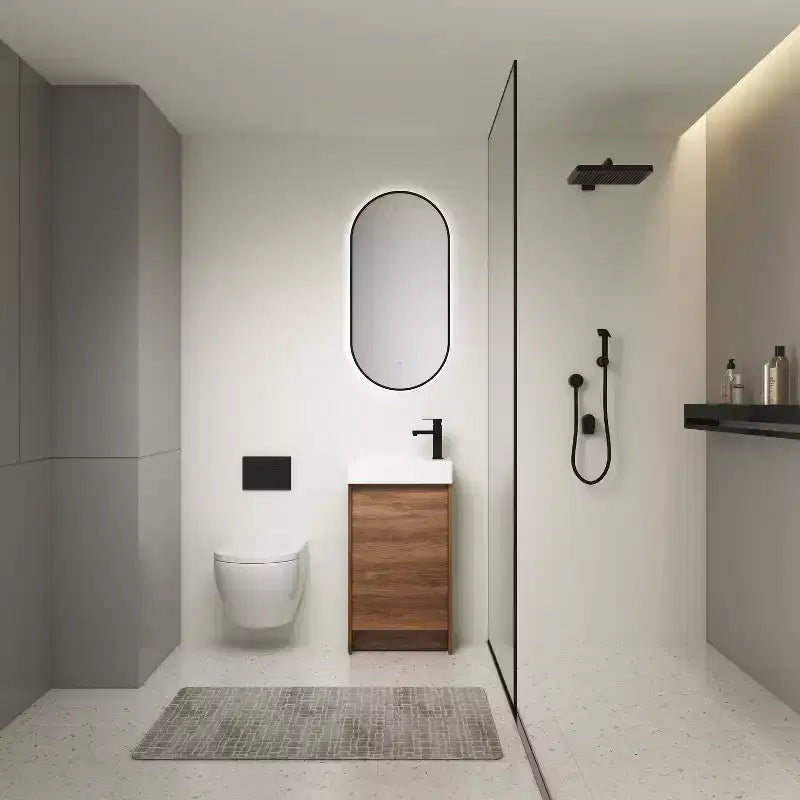 18 Inch Bathroom Vanity with Single Sink, Freestanding Ceramic Basin Storage Cabinet, Soft Closing Doors and Adjustable Shelf