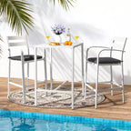 Set da bar VINGLI da 3 pezzi per esterni, tavolo alto da bar in alluminio e 2 sedie con cuscini, mobili da patio ad altezza bancone per cortile, piscina, giardino
