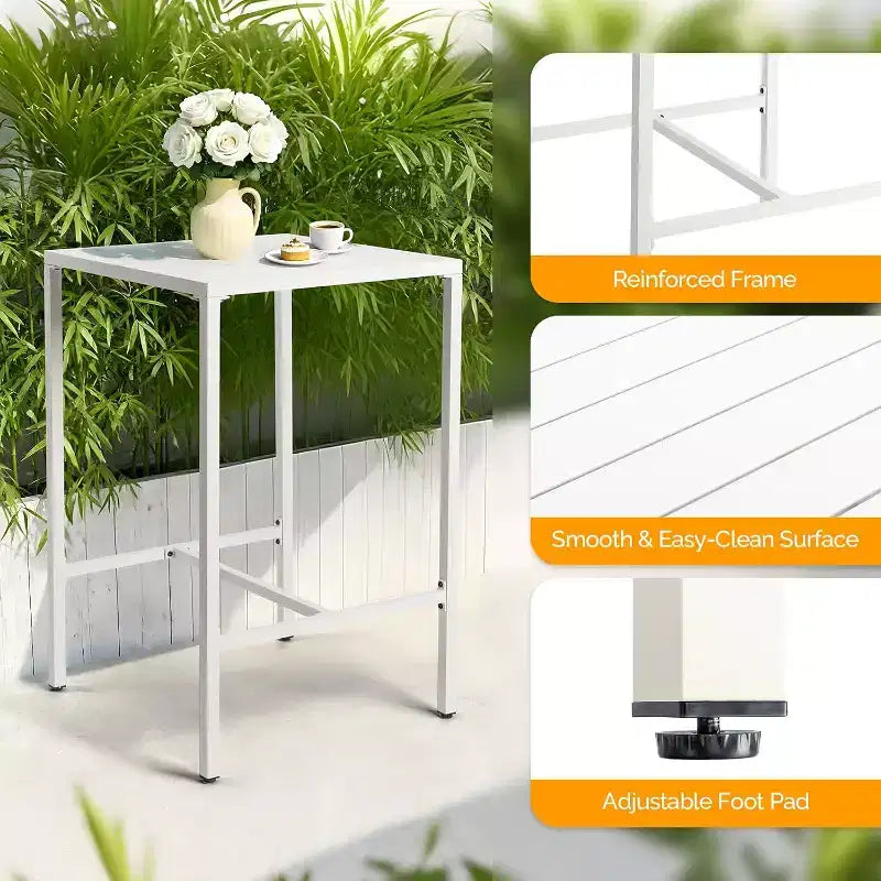 Set da bar VINGLI da 3 pezzi per esterni, tavolo alto da bar in alluminio e 2 sedie con cuscini, mobili da patio ad altezza bancone per cortile, piscina, giardino